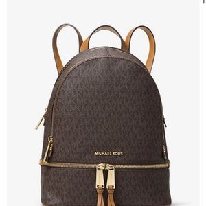 Michael Kors Rhea brown logo backpack